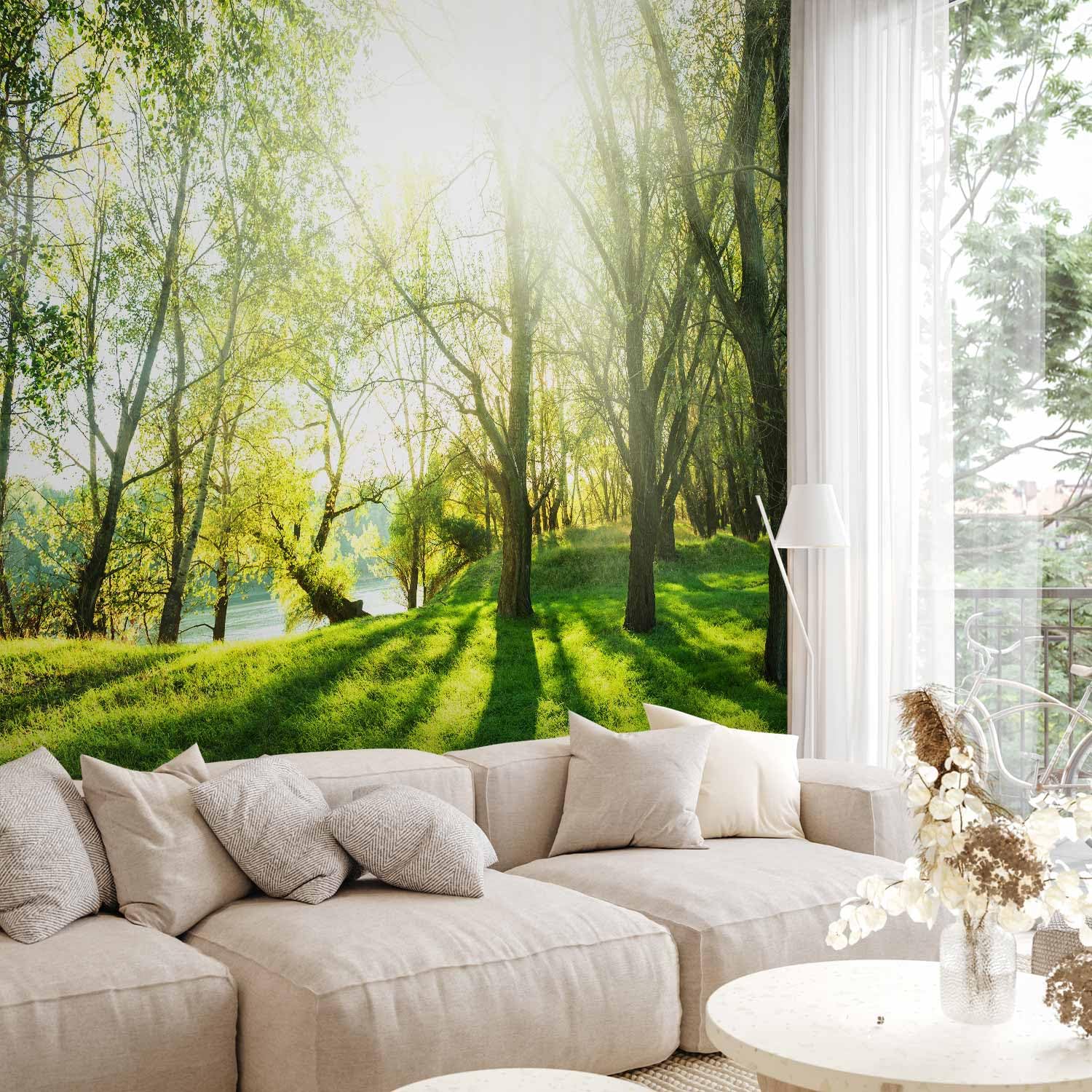 murando - Carta da Parati Adesiva Foresta Bosco 441x315 cm Fotomurali Adesivi Murali Rivestimento Parete Moderna per Pareti Adesiva Muro Decorativo Fotomurale Soggiorno - Nature Paesaggio verde