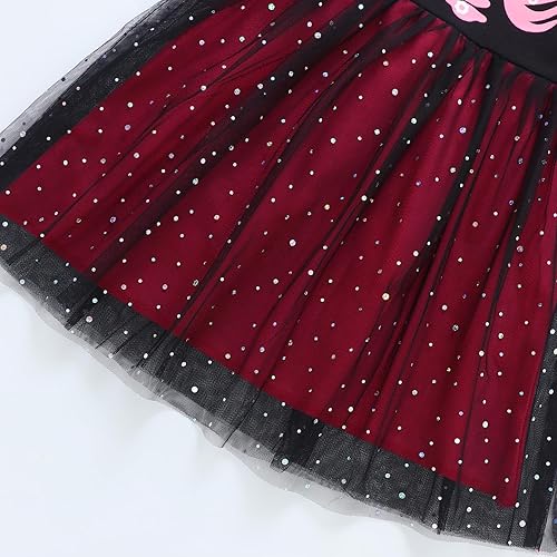 Miniatura 5 de HILEELANG Vestido de fiesta de Halloween para niña, de manga larga, tutú de tul, vestido de fiesta de princesa