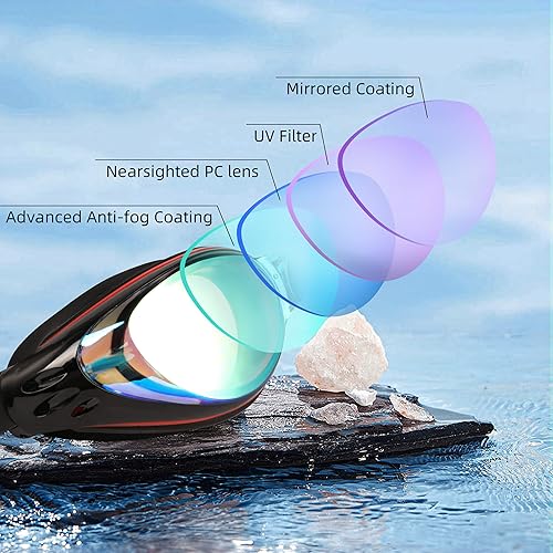 Miniatura 5 de Gafas de natación miopes antivaho con prescripción para natación, gafas de natación miopes para adultos, hombres, mujeres y jóvenes
