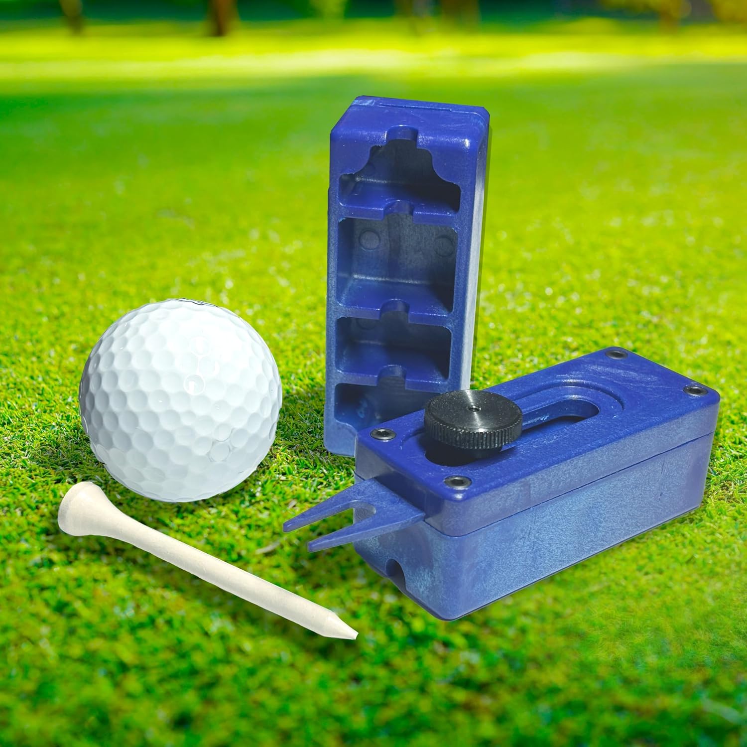 Davison T-Perfect Golf Tee Height Selector Block and Built in Pitch Mark Repair Tool. Precision Ball Height Setter for Consistent Tee Shots, Durable Notched Design and Training Aid for All Players