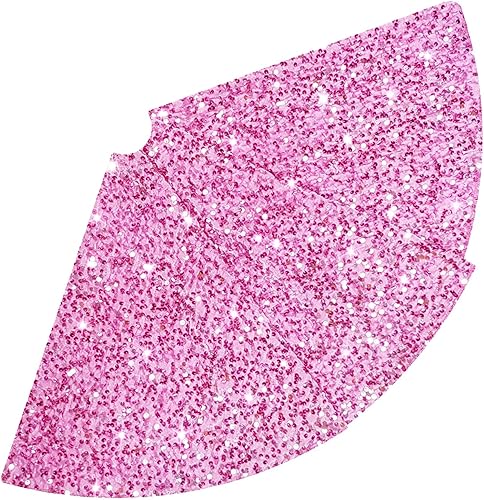 Falda rosa para árbol de Navidad, falda de árbol de lentejuelas, grande, 46 pulgadas, falda de árbol de terciopelo de punto brillante, adornos