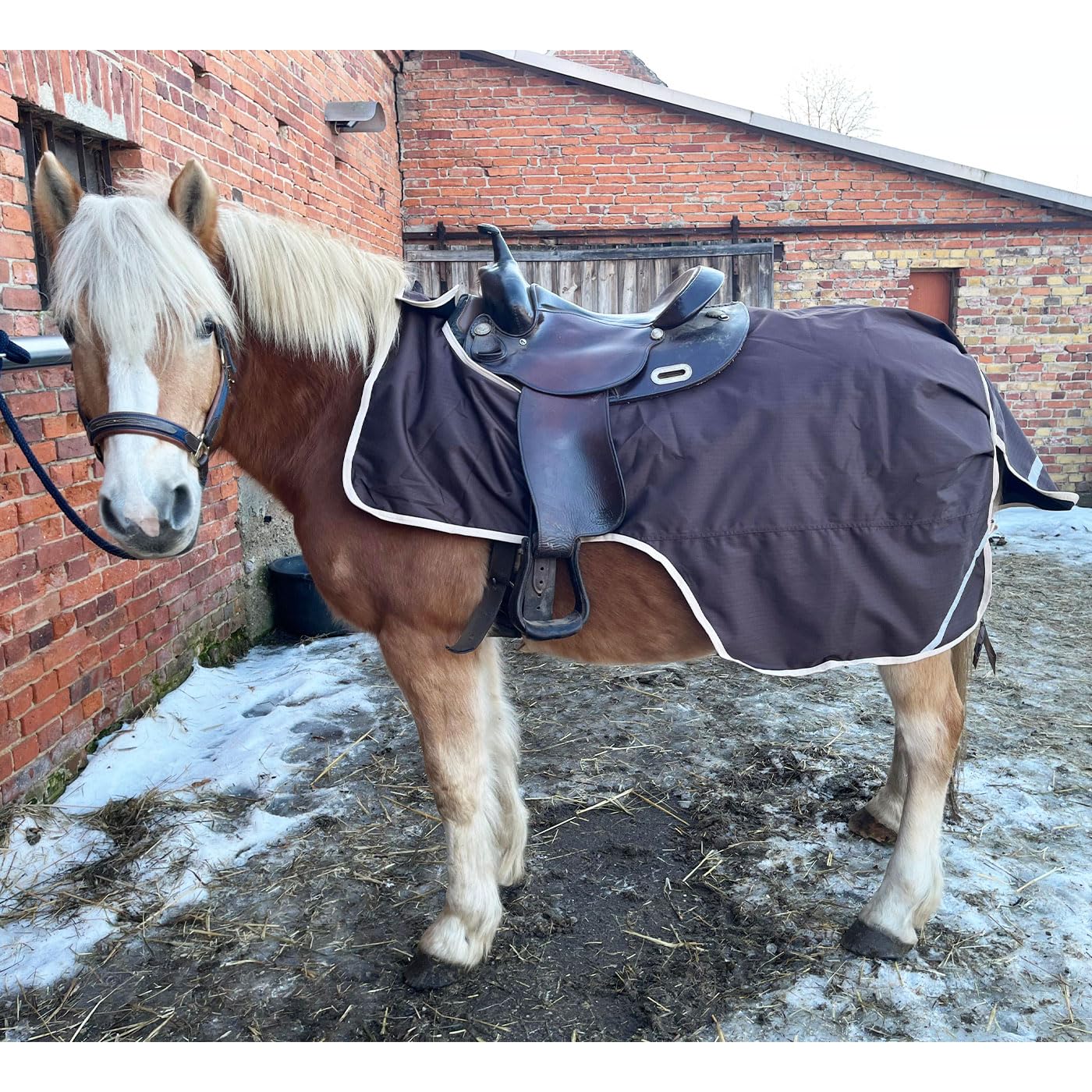 Brama-West 155 - Manta para montar a caballo con forro polar, impermeable, resistente al viento y transpirable, para caballo occidental e inglés, color marrón