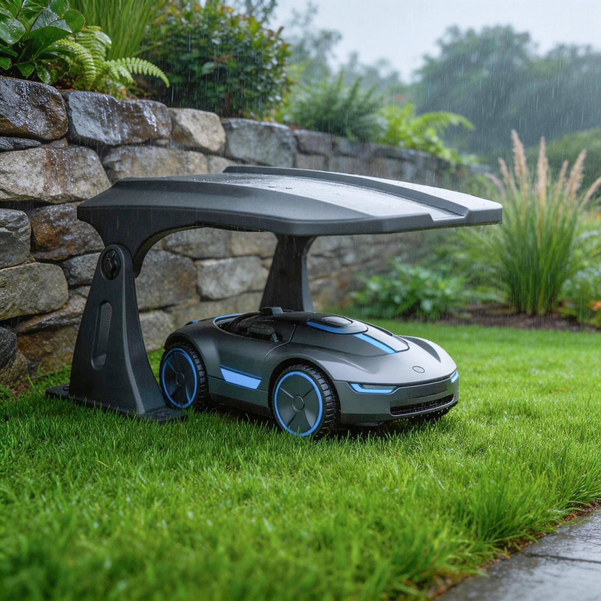 UISEBRT Garaje para robot cortacésped con techo plegable, impermeable, resistente a los rayos UV, resistente a la lluvia, resistente al viento, resistente a la nieve, toldo universal, 67 x 62,5 x 40