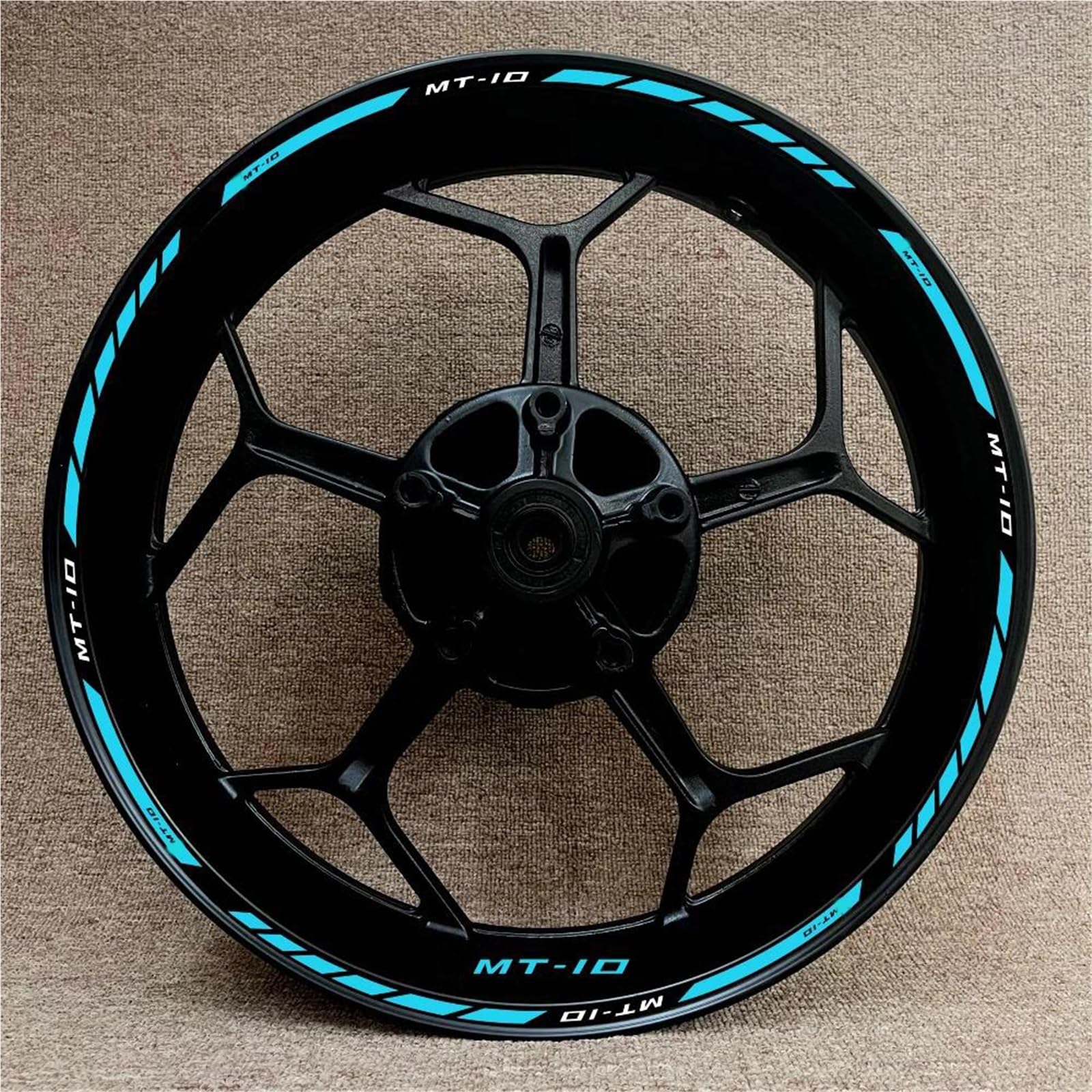 Sticker Part for Y-AMAHA MT-10 Mt10 Motorcycle Wheel Hub Stickers Complete Set 17 Inch Rim Reflective(Light Blue)