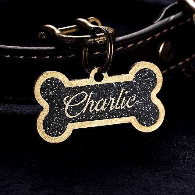 Placa identificativa personalizada de latón para perros, placa identificativa de resina con forma de hueso