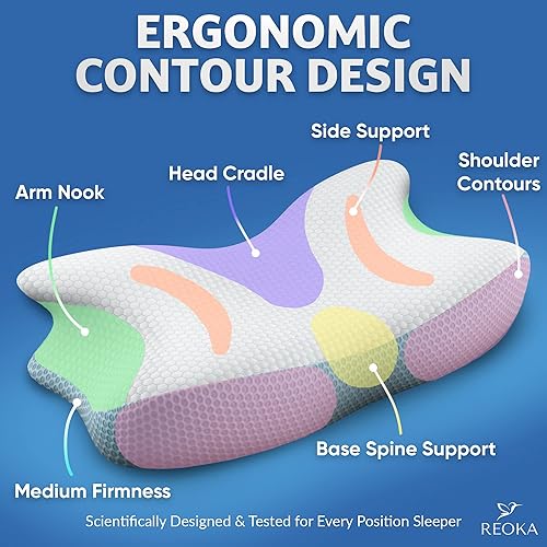 Miniatura 3 de Reoka Almohada cervical para aliviar el dolor de cuello almohada de apoyo para el cuello almohada lateral para el dolor de cuello y hombros almohada