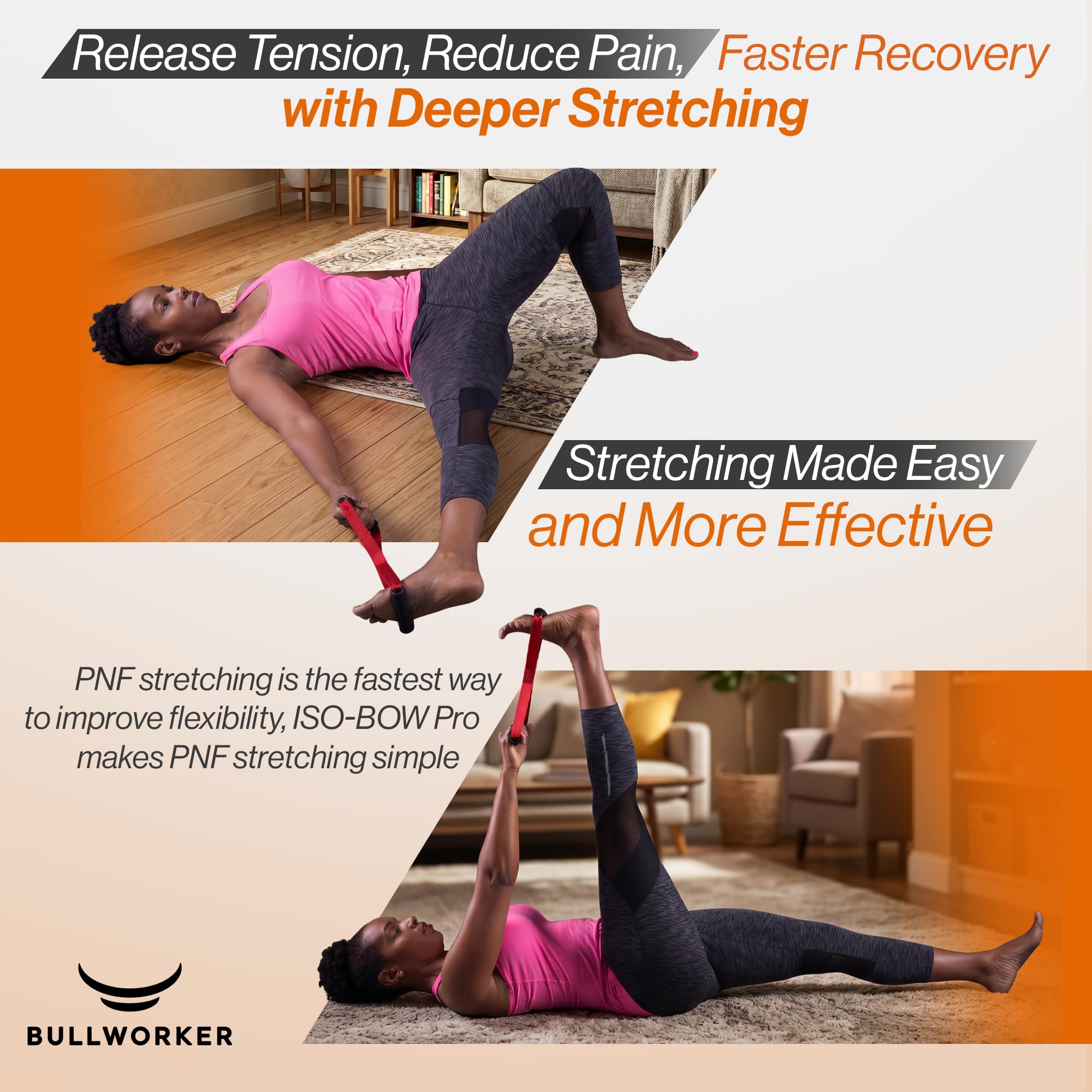 Bullworker ISO-BOW Pro Pair - Attrezzi per esercizi isometrici – Cinghia per stretching e allenamento auto-resistenza, cinghie portatili per esercizi a casa con manici per yoga, pilates, mobilità e