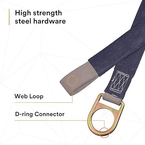 Miniatura 7 de 3M DBI-SALA 2100050 Correa de anclaje de hormigón con anillo en D en un extremo, bucle en el otro extremo, 42 pulgadas, azul/gris