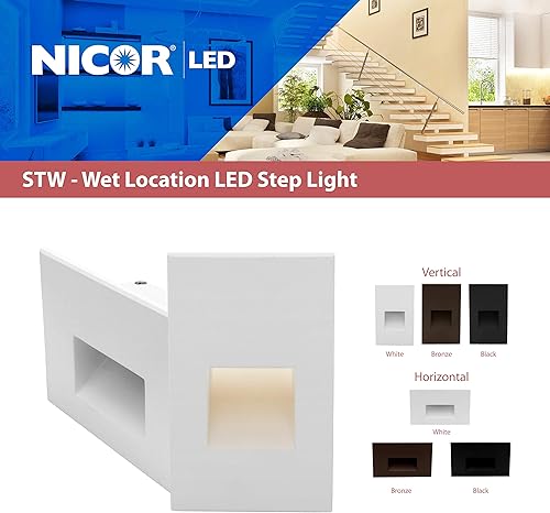 Miniatura 6 de NICOR Lighting STW11203KHWH - Luz de paso STW, 5x3, color blanco