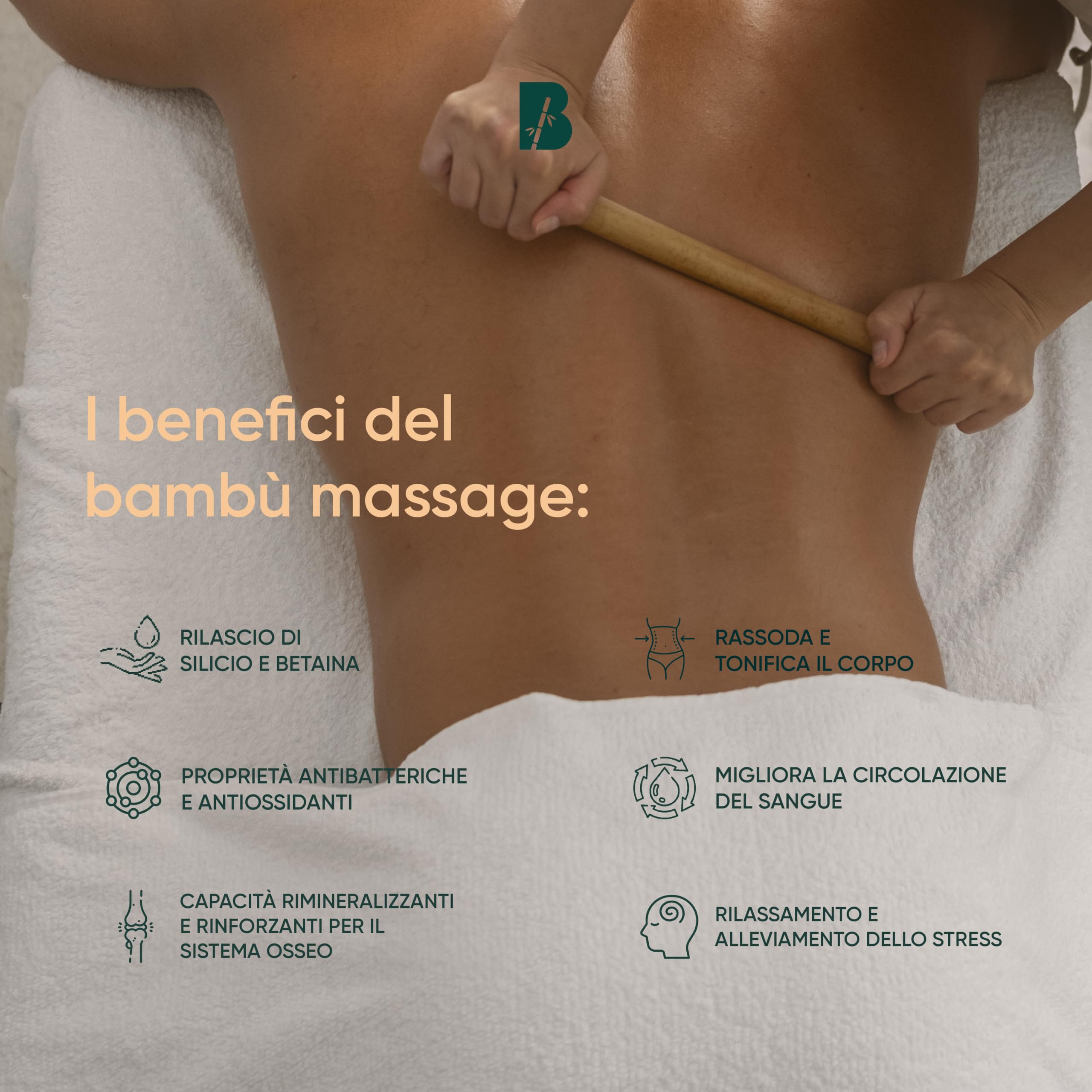 BAMBOOCOLIC Kit Massaggio Bambù - ideale per Hot/Warm Bamboo Massage, Canne Bambù non trattato chimicamente, Proprietà Antibatteriche e Antiossidanti, Resistente al Calore, Made in Italy