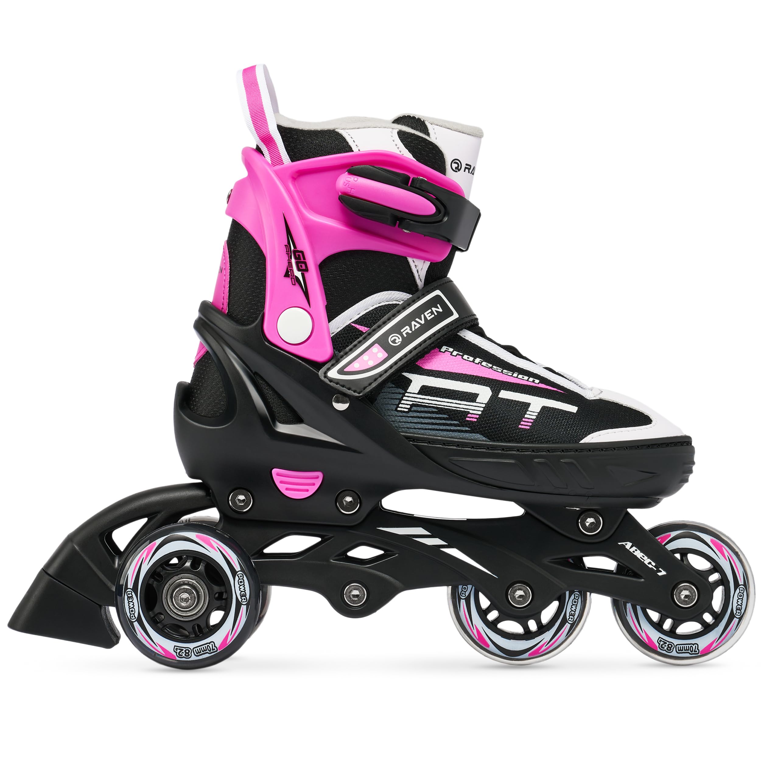 RAVEN Patines en línea 3 en 1 Ajustables Negro/Rosa 35-39