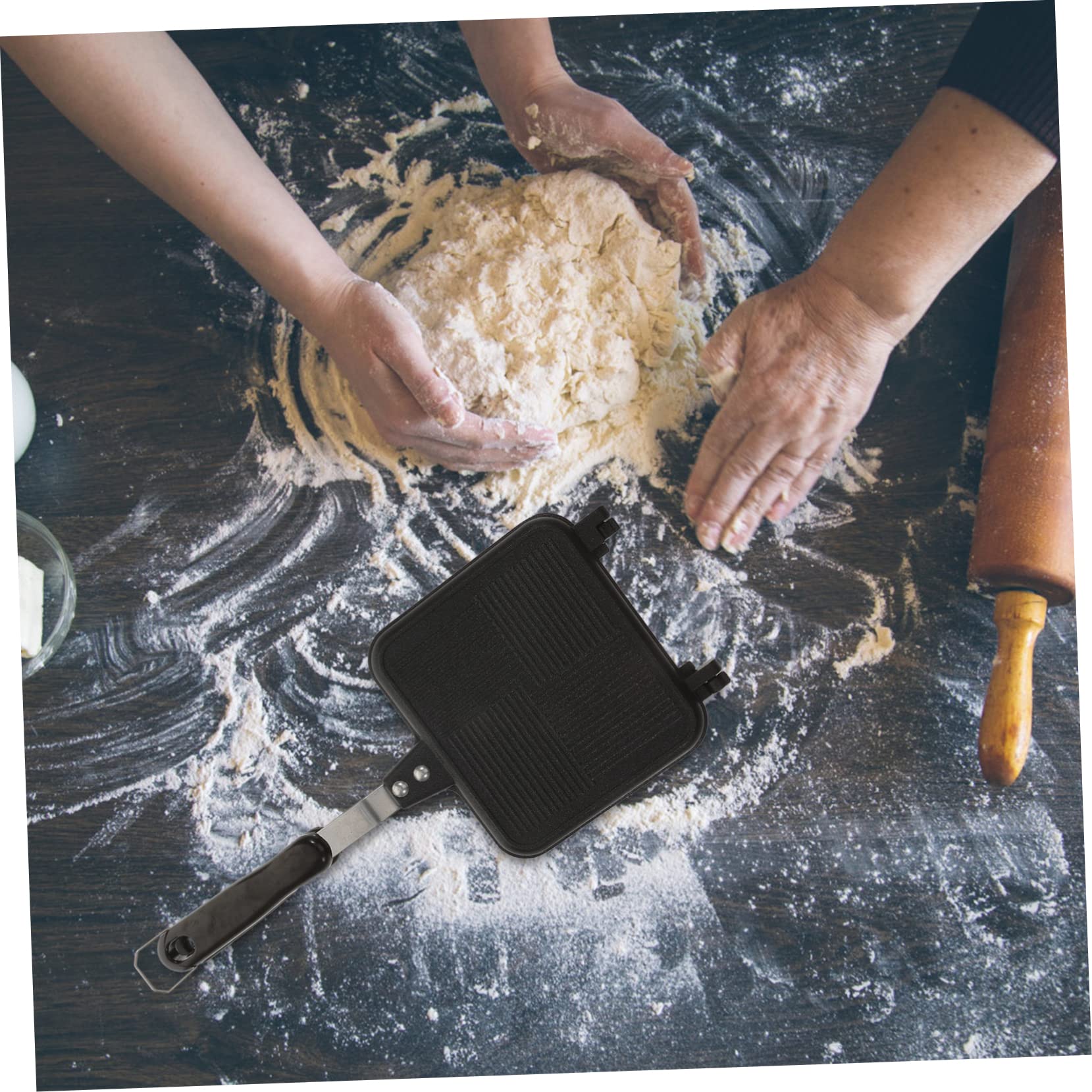 PHENOFICE Double Sided Sandwich Maker Detachable Non Stick Baking Pan for Grilled Sandwiches Ergonomic Design for Easy Use for Toast and Fried Eggs Kitchen Outdoor Cooking