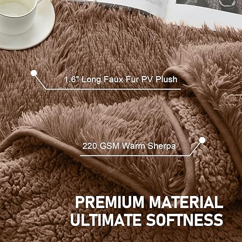 Miniatura 2 de Wemore Manta larga de pelo sintético lanudo con peso, acogedora y esponjosa, manta de pelo largo Sherpa para adultos de 15 libras, manta pesada de