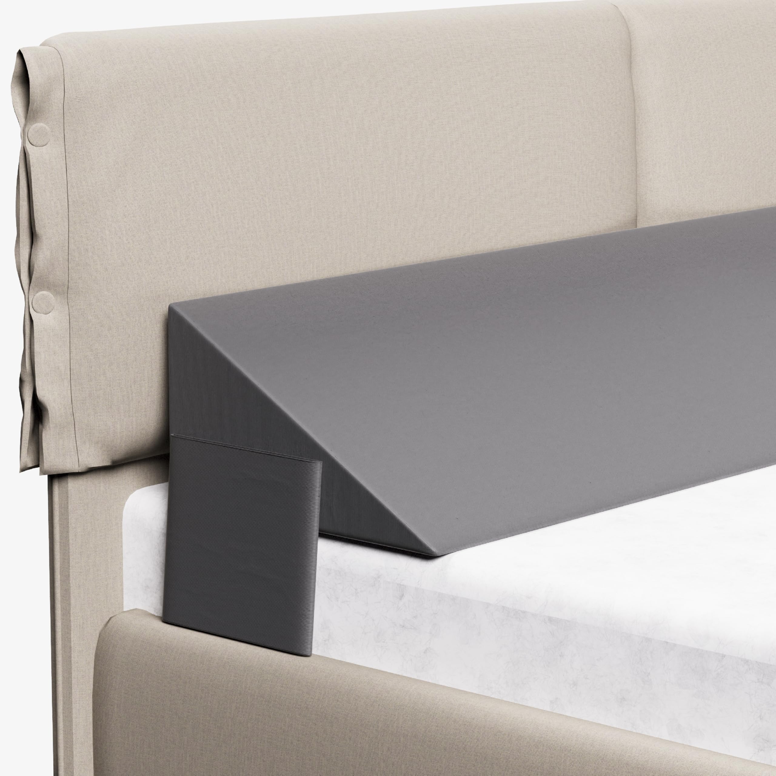 FOVERA Bed Wedge Pillow for Headboard Gap, Premium Supersoft Foam for Filling Gap Between Headboard & Mattress with Side Pockets (King - 72 x 10 x 6 Inch)