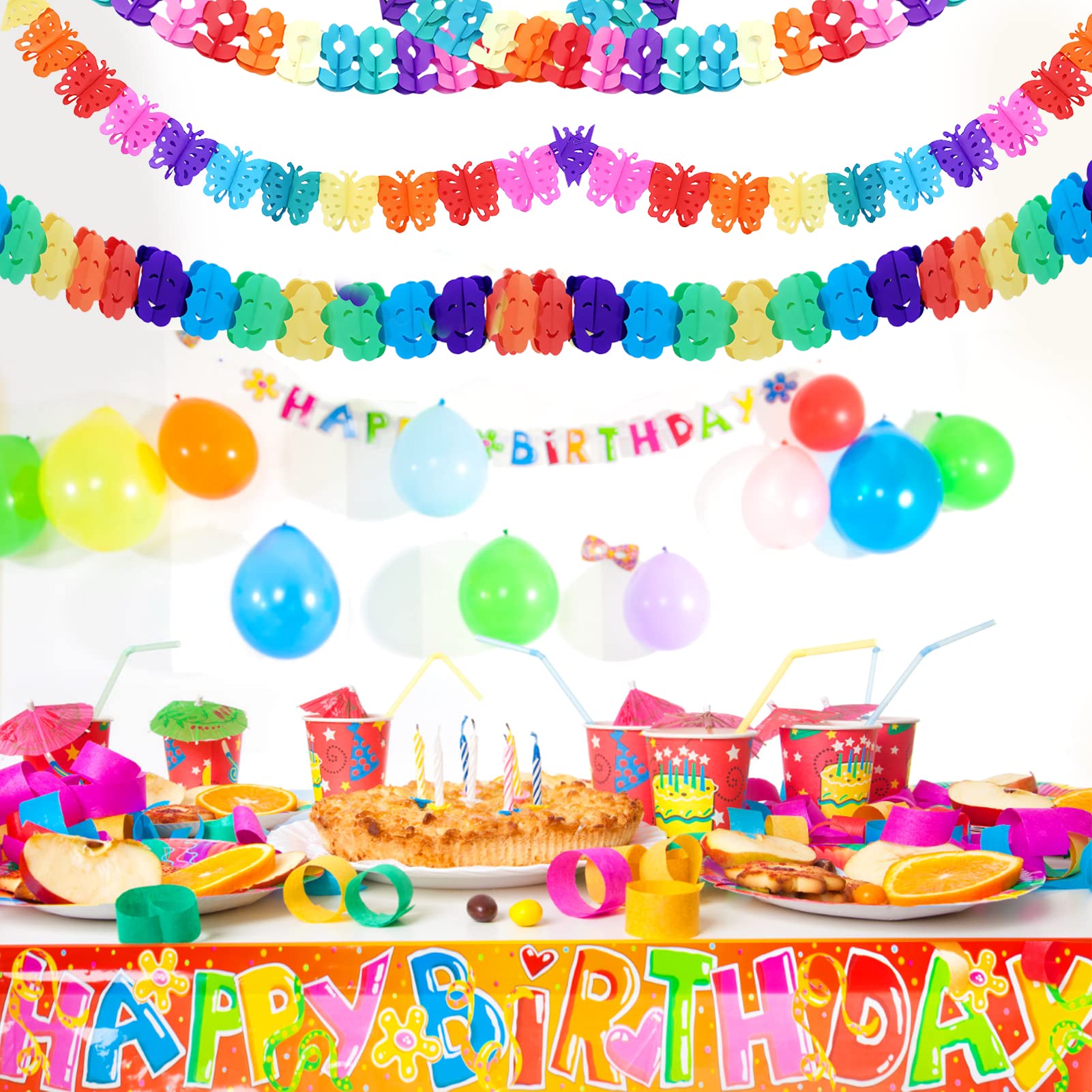 Guirlande Papier Anniversaire,Guirlandes Décoration Bannière,Guirlandes Multicolores En Papier Décoratif, Guirlande D'anniversaire, Guirlande D' Anniversaire, Guirlande De Fête