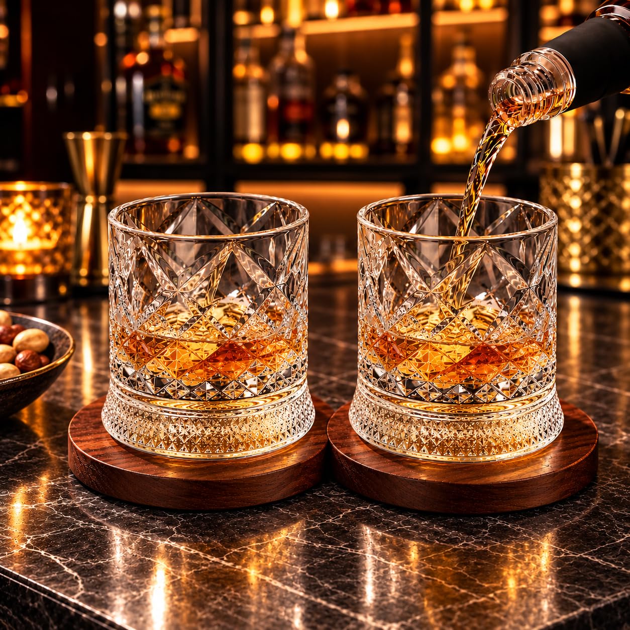 LED Revolving Whiskey Glasses - Rotating Crystal Tumblers -15