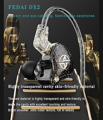 Miniatura 4 de FEDAI Auriculares con monitor intrauditivo DX2, IEM HiFi con cable con 1DD, sonido de graves inmersivos para cantantes, músicos, escenarios,