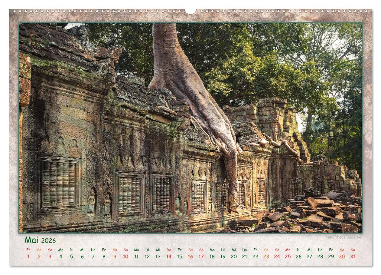 Kambodscha, Angkor Thom, Angkor Wat und Bayon (Wandkalender 2026 DIN A2 quer), CALVENDO Monatskalender: Angkor, eine der größten religiösen Bauwerke der Erde. (CALVENDO Orte)