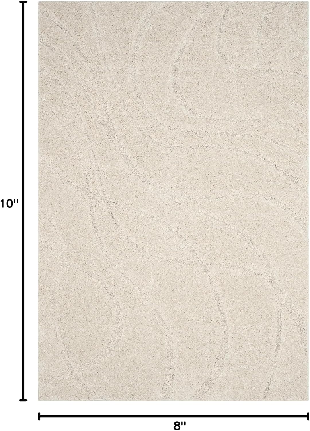 SAFAVIEH Area Rug 8x10 - Florida Shag Collection - Large - Creme & Creme, Non-Shedding & Easy Cleaning, Plush Thick Pile, Ideal for Living Room, Bedroom, Dining Space (SG471-1111)