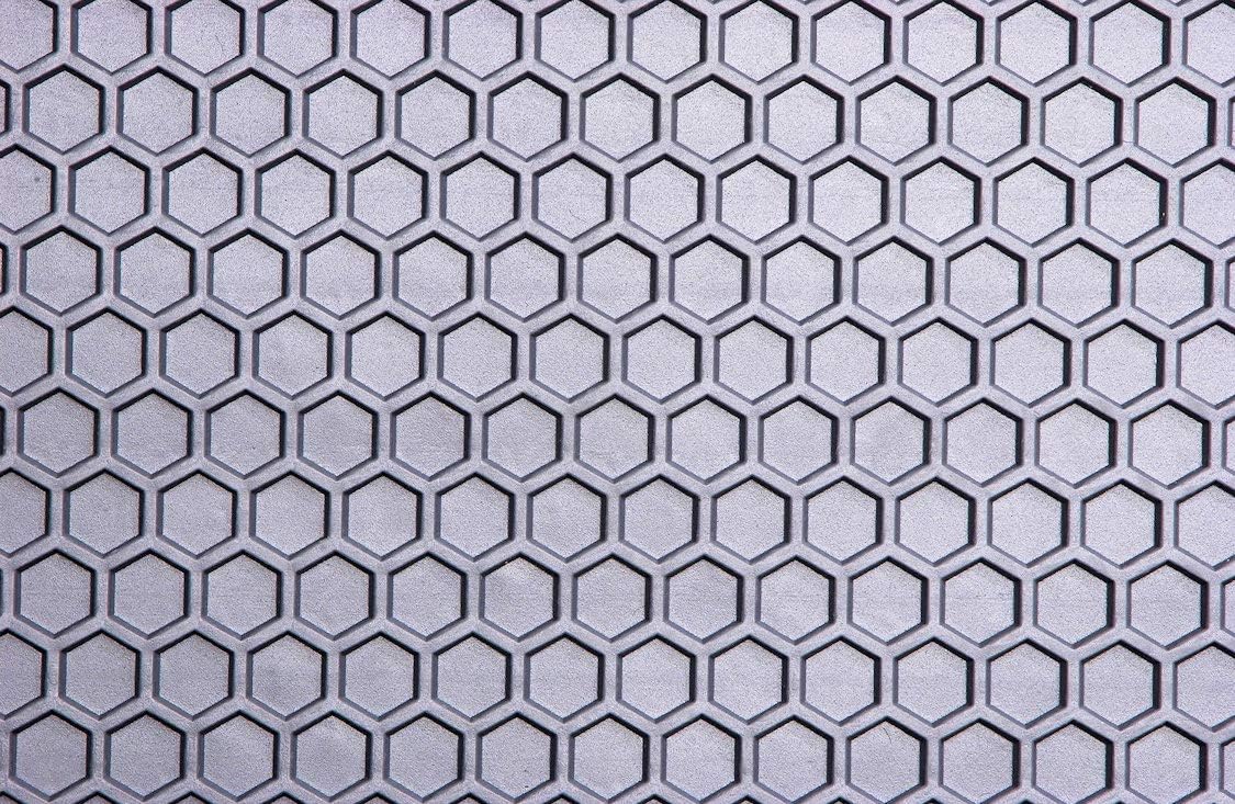 Intro-Tech BM-643-RT-G Hexomat Cargo Area Custom Fit Floor Mat for Select BMW X3 Models w/Cargo Tracks Open - Rubber-like Compound, Medium, Gray