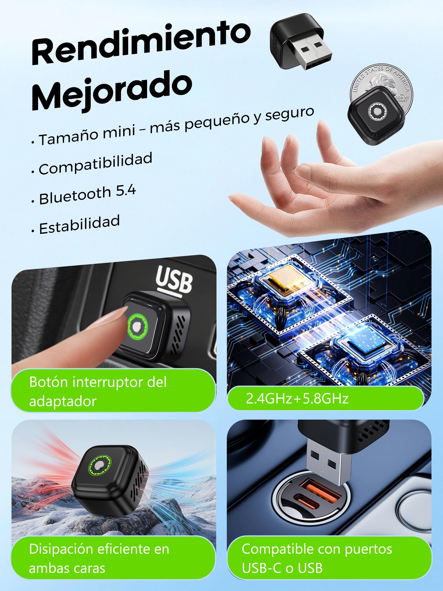 Adaptador CarPlay Inalámbrico Android Auto: Adaptador Inalámbrico 2 en 1 para CarPlay y Android Auto con USB/Tipo-C Plug & Play Convierte Cableado a Inalámbrico Compatible con iOS 10+ y Android 11+