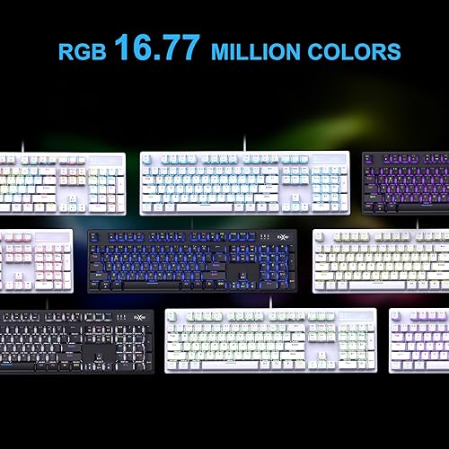 Miniatura 8 de HKM-88 Teclado mecánico para juegos de tamaño completo, teclas personalizables con soporte macro, retroiluminación RGB, interruptores rojos Outemu,