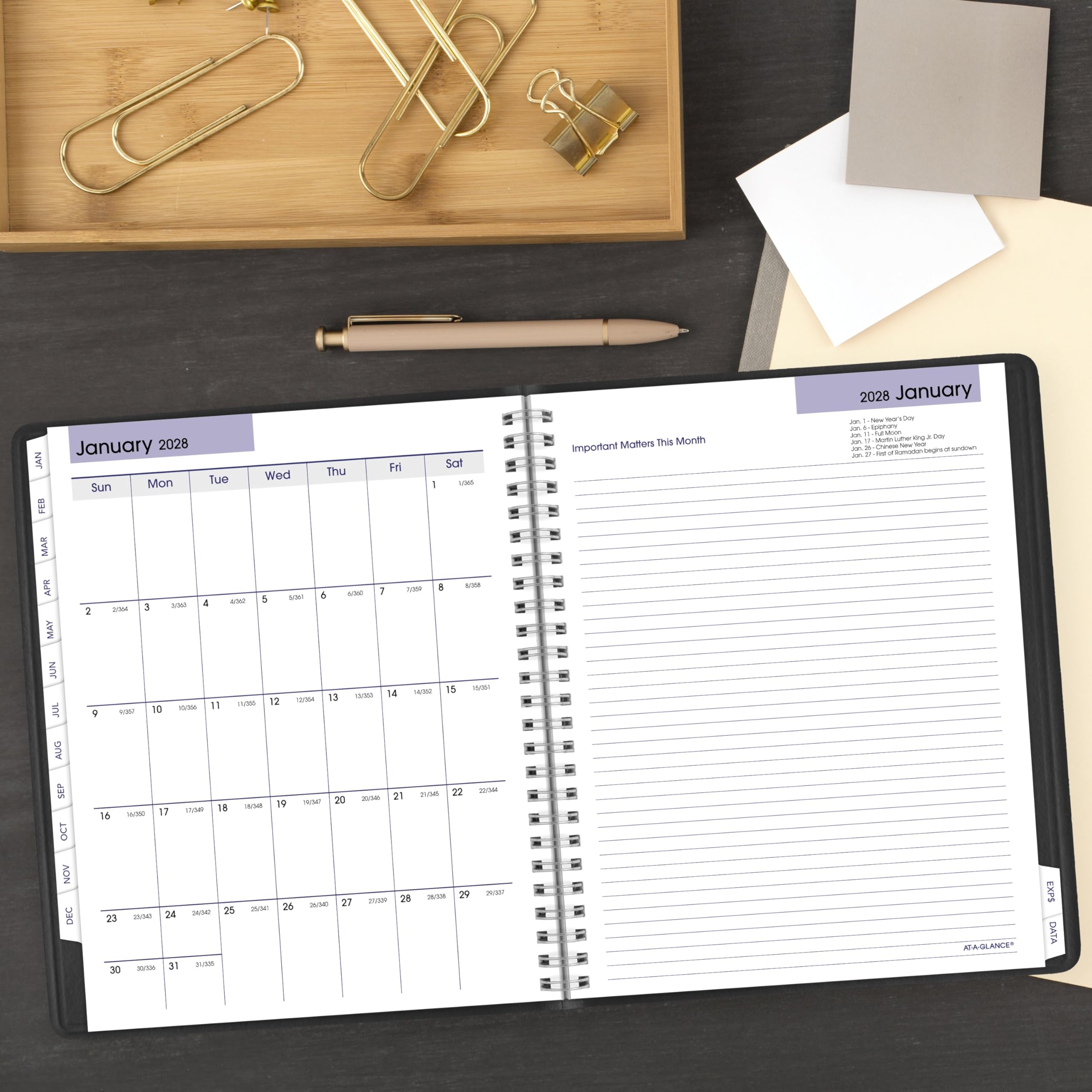 AT-A-GLANCE Agenda 2027 recargable, semanal y mensual, 7.5 x 9.25 pulgadas, ejecutiva, DayMinder, color negro (G5450027)