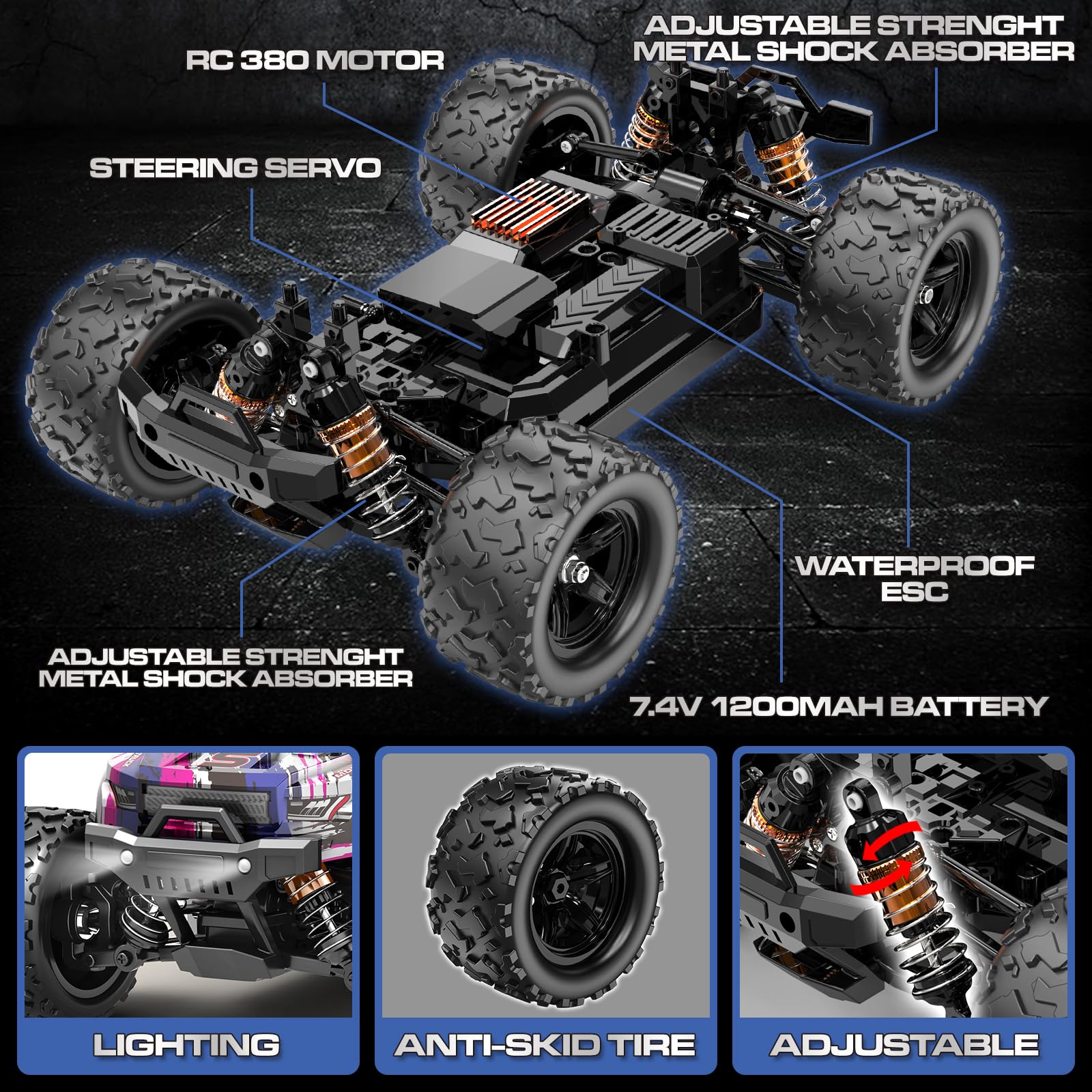 Macchina Telecomandata Professionale 1:18 per Adulti e Ragazzi, RC Car 4WD Fuoristrada Veloce 40 km/h con 2 Batterie Ricaricabili, Macchina Radiocomandata Compatta Entry-Level per Uso Esterno