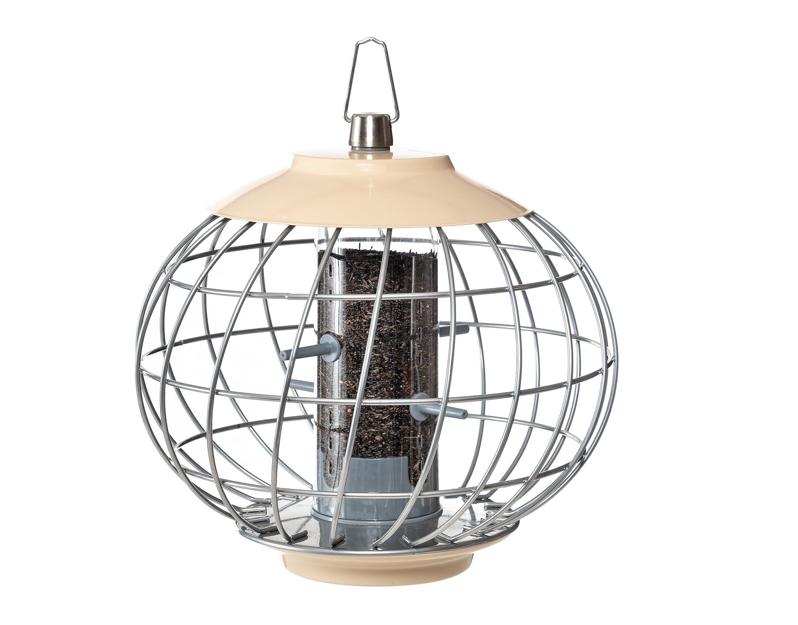 The NutteryHELJ02 Helix Nyjer Squirrel Proof Bird Feeder, Warm Cream
