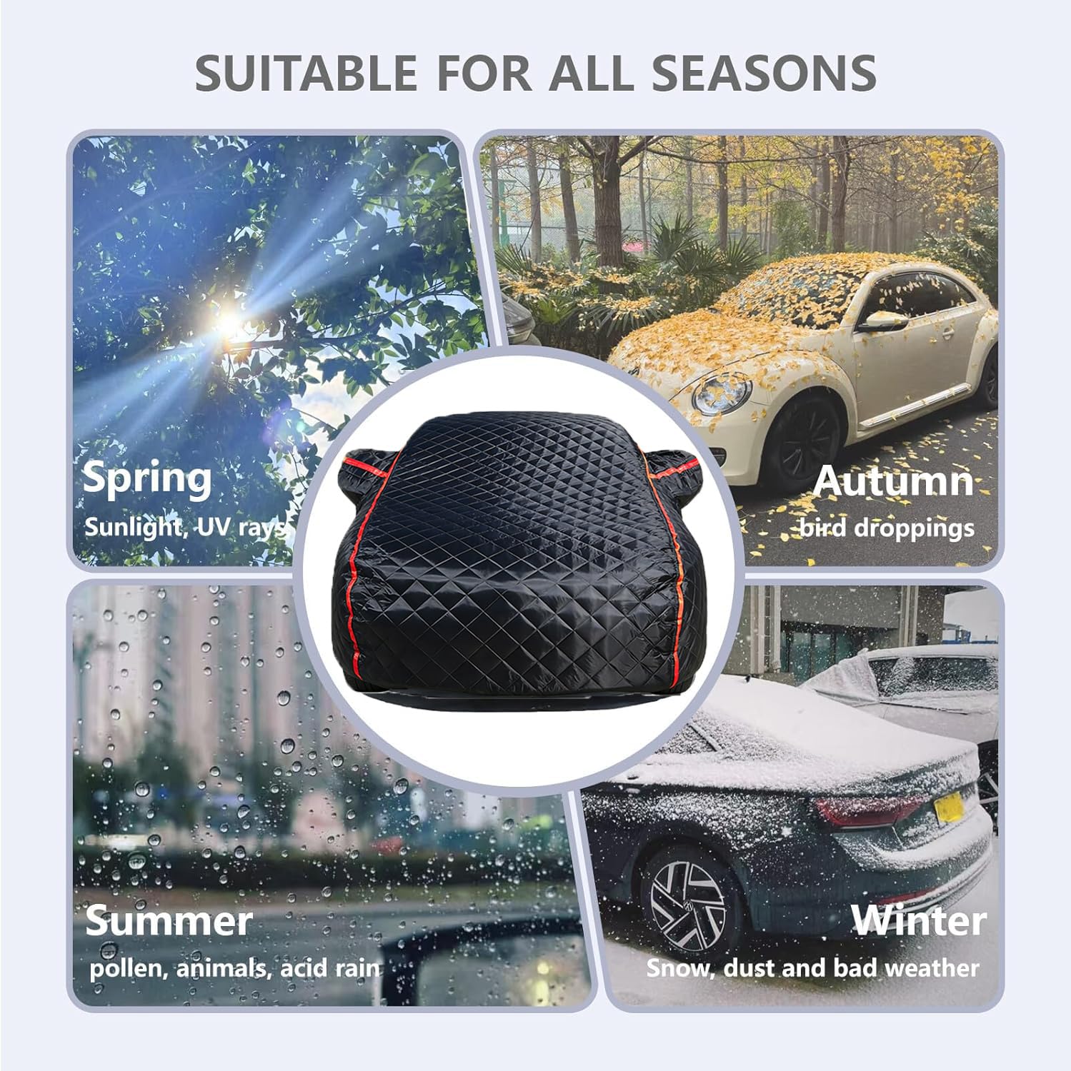 Funda Coche para Ford Mustang Mach 1 2021-2023, Funda para Coche Antigranizo Exterior, Antigranizo Impermeable Antinieve Anti-UV Antipolvo Transpirable, con Cremallera zl0402