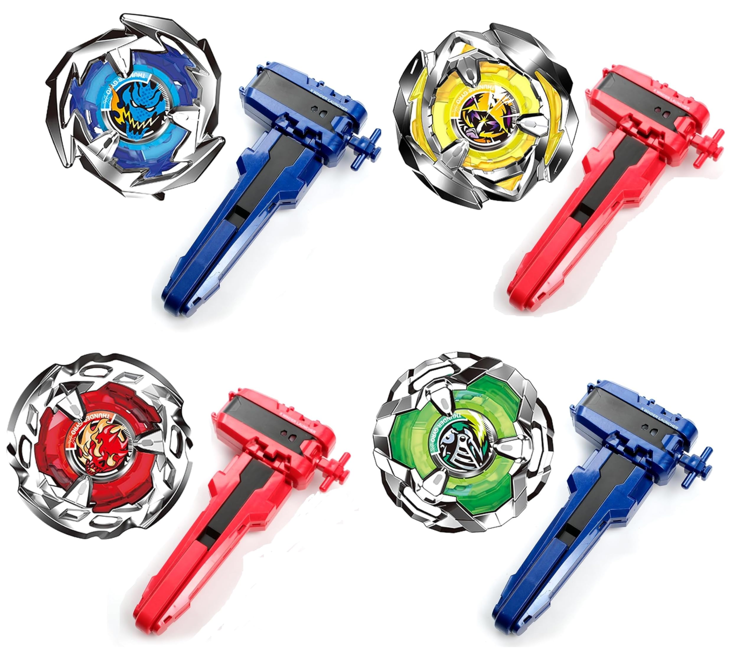 Bey X Battle X with Launcher Grip Set for Battle Burst Kid Toys Tops Metal Fusion Bay Blades X for Boys 6-8-12 Game Toy(4 x top,4 x Grip and 4 Launcher)-image-11
