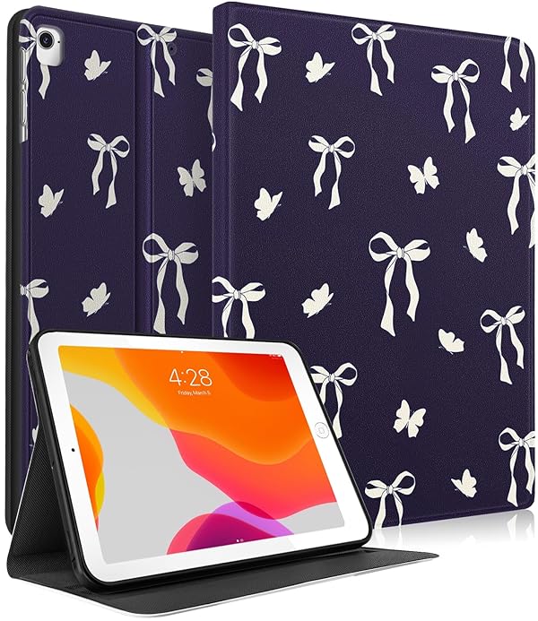 Wazzasoft for iPad Pro 9.7,for iPad 4th/5th,for iPad Air 1st/2nd Case - Smart Folio Cover (Auto Wake/Sleep) with Build-in Pencil Holder for Apple Tablet Cover for Women Girls,Bow Butterfly by Wazzasoft - Used condition - US$8.28