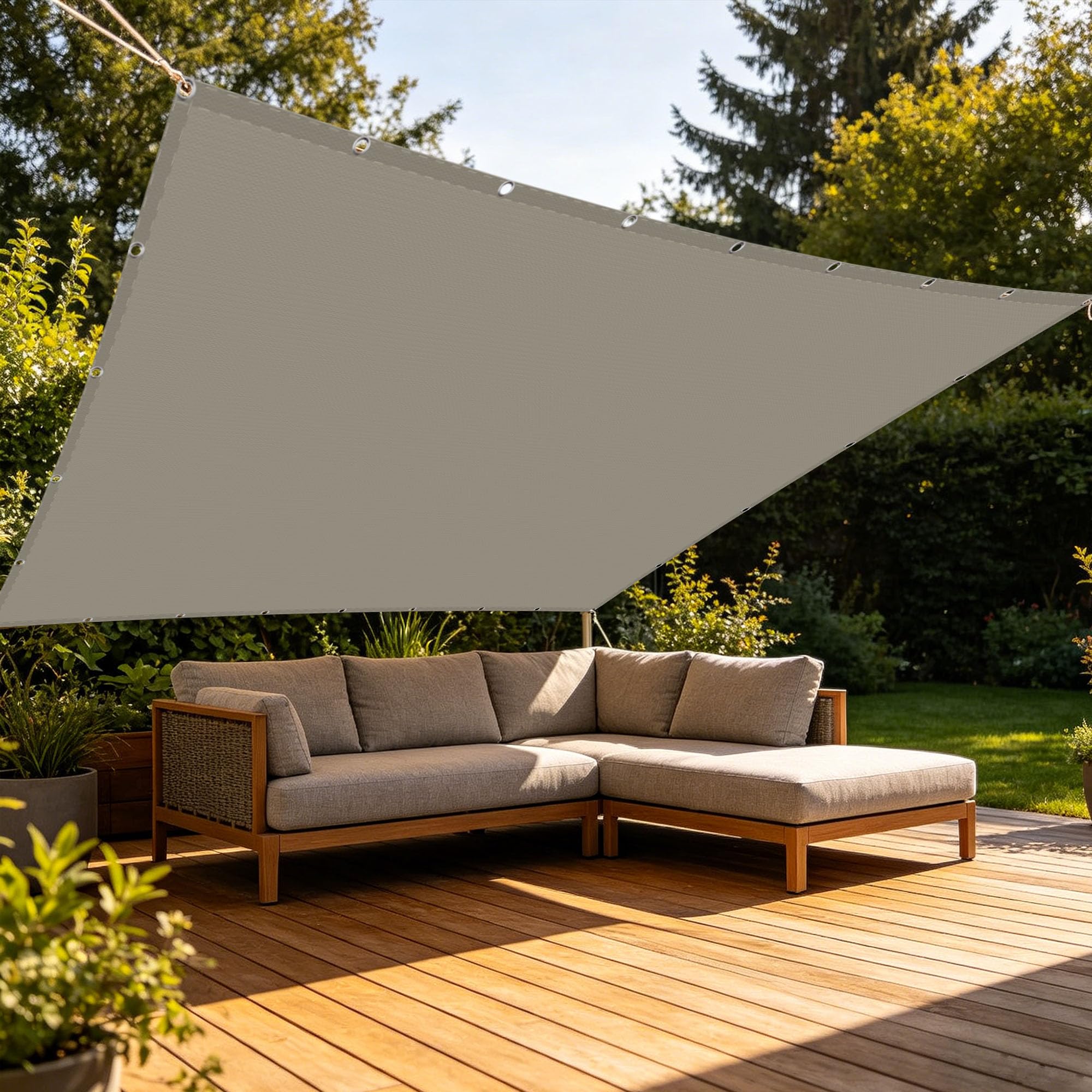 Voiles d'ombrages 2.6 x 3.4 m résistant au vent store de terrasse taupe contre la chaleur