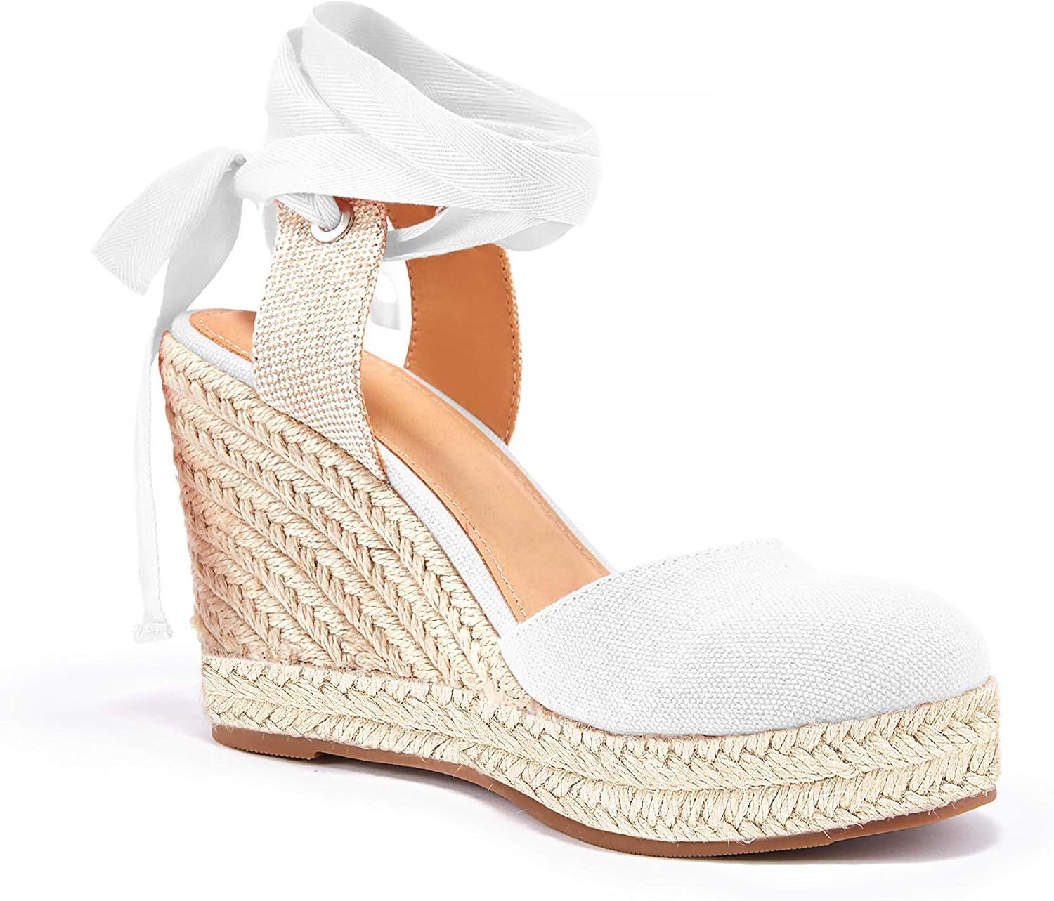 FISACE Womens Summer Espadrille Heel Platform Wedge Sandals Ankle Buckle Strap Closed Toe Shoes - Image 3