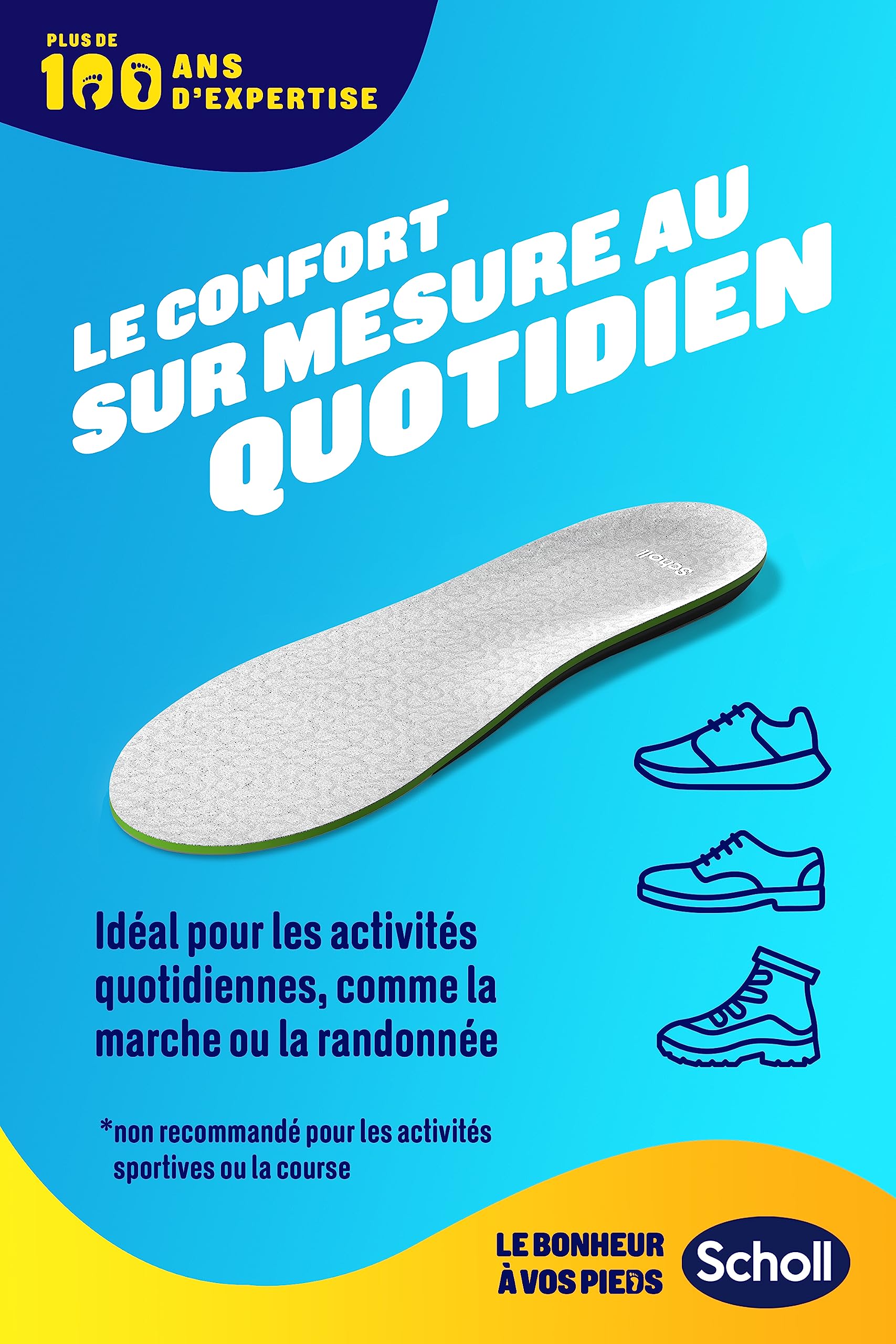 Dr. Scholl's Semelles LiquiFlex Soutien Quotidien pour Hommes - Confort Durable, Mémoire de Forme et Soutien de la Voûte Plantaire, Idéal pour Longues Journées - Taille 41-46,5-1 Paire