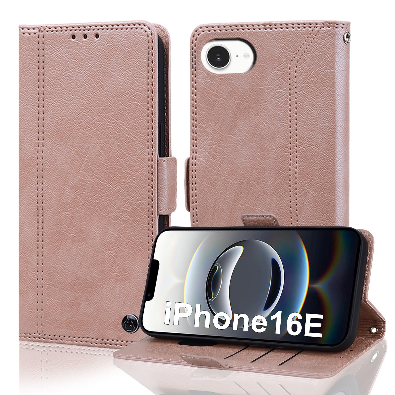 Noaivoky iPhone 17e ケース 手帳型 通用 iPhone 16E ケース 手帳型 スタンド機能 あいふおん17eカバー 財布型 カード収納 アイホン16eのケース iphone17eケース RFIDブロッキング スマホケース phone16e 携帯カバー 手帳型 いPhone16Eカバー あいふぉん se4 携帯ケース 耐衝撃 耐摩擦 軽量 ビジネス - ピンク