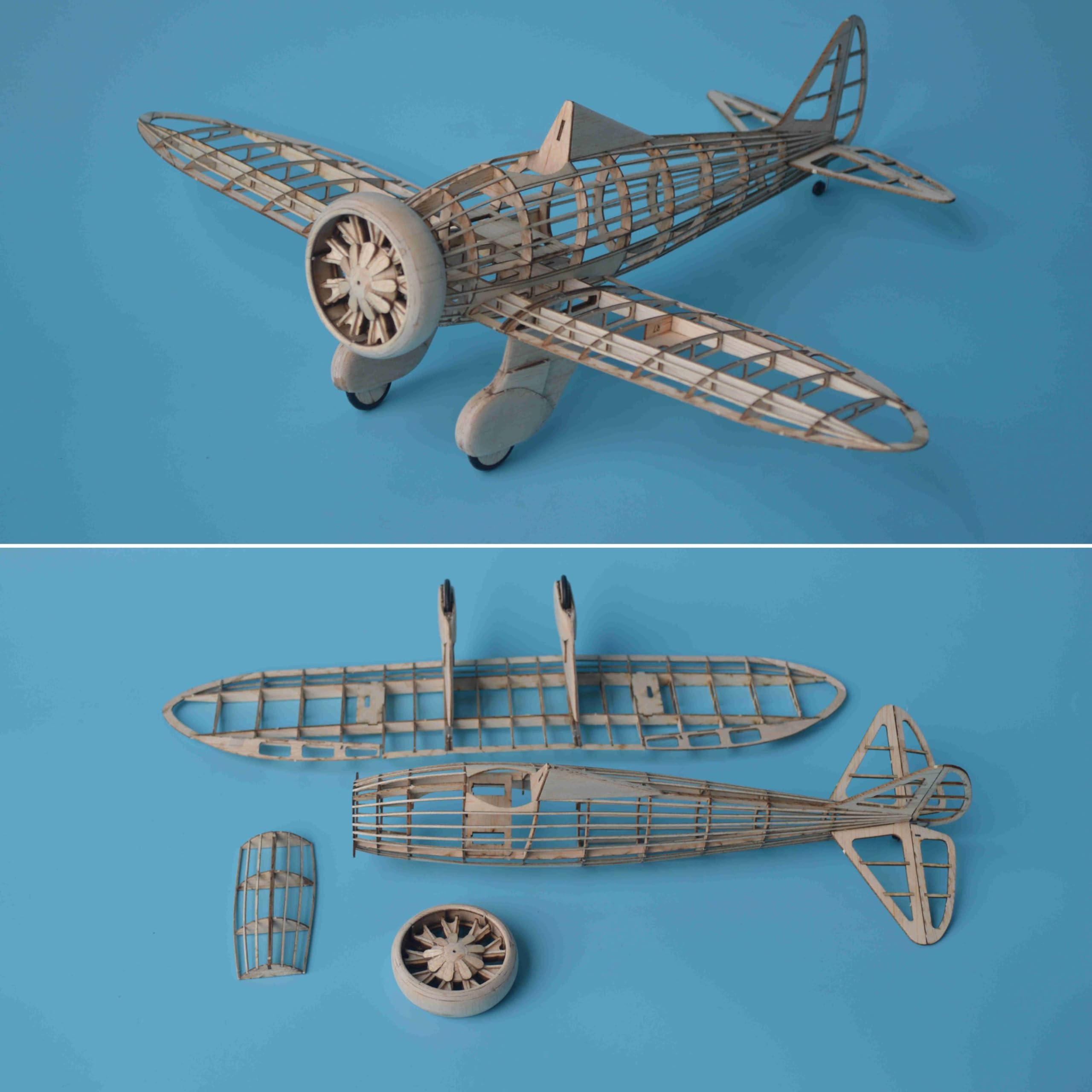 P-26A Peashooter Slow Flyer Modellflugzeug Kit, Maßstab 1:20, 381 mm Spannweite, RC Flugzeugmodell Baukasten, Modell Flugzeug zum selbst Bauen, gelaserte Holz Bauteile, 381 x 310 x 130 mm, 45 g RTF