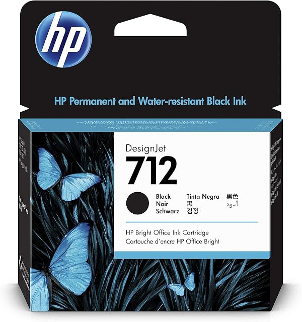 HP 712 3ED71A Black 80-ml Genuine HP Ink Cartridge, high capacity with Original HP Ink, for DesignJet T650, T630, T250, T230 & Studio Large Format Plotter Printers and HP 713 DesignJet Printhead