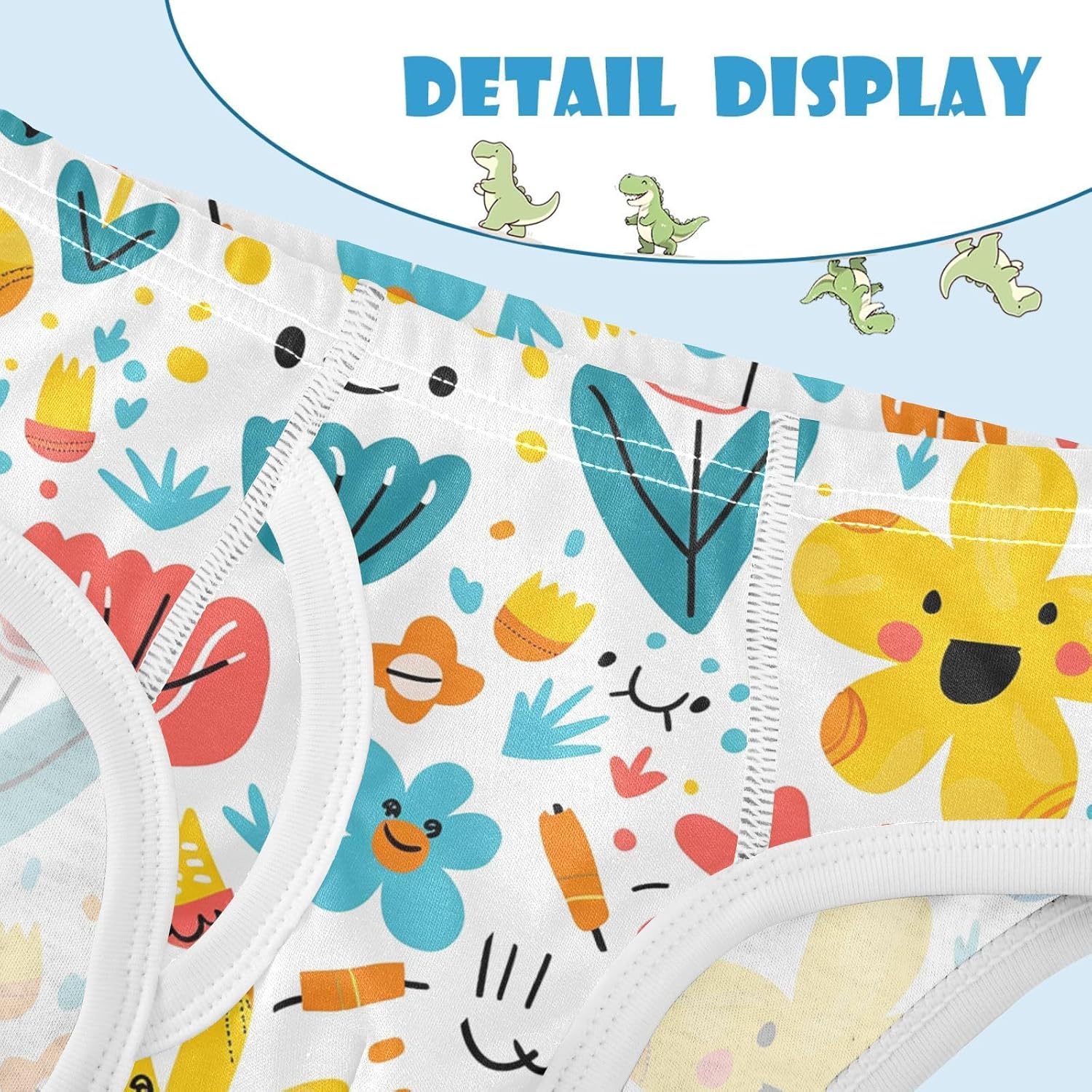 visesunny Smiling Flower Leaf Boys Underwear Cotton Printed Toddler Soft Training Briefs Size 2T-8Y for Kids