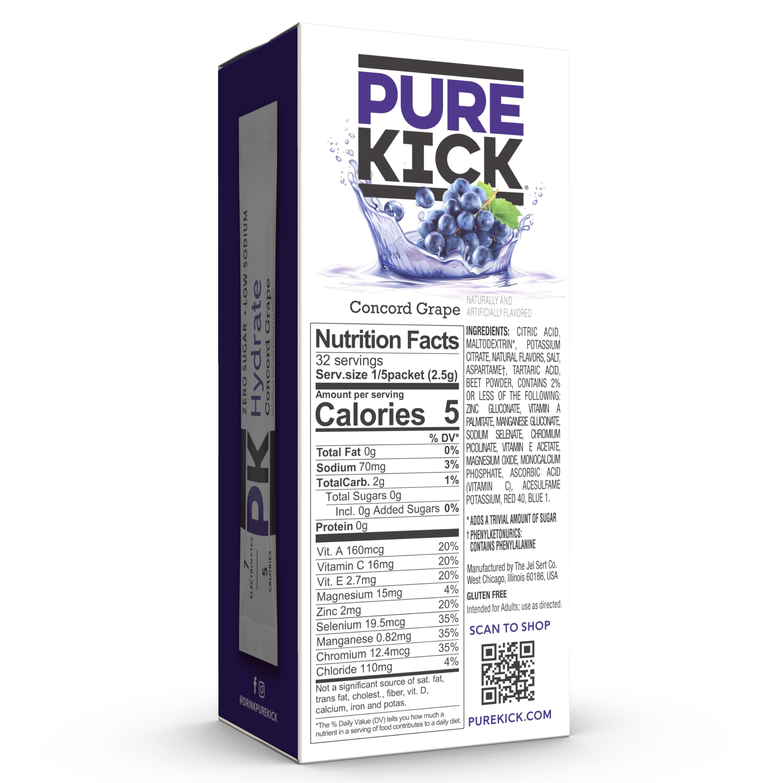 Pure Kick Lot de pichet d'hydratation, raisin Concord, comprend 6 paquets, 1 boîte, soit 12 litres au total