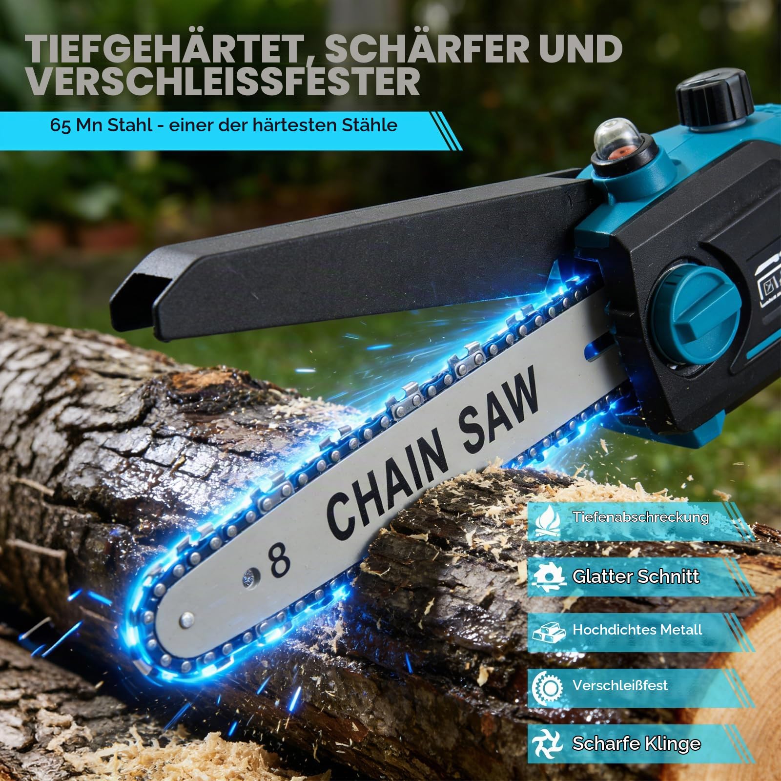 2-in-1 Akku-Kettensäge mit Teleskopstange, 8 Zoll (20 cm) Mini-Kettensäge, Teleskop Elektrische Astsäge, Kabellos & Bürstenlos, Maximale Arbeitshöhe 4,5 m für Baum und Astschnitt
