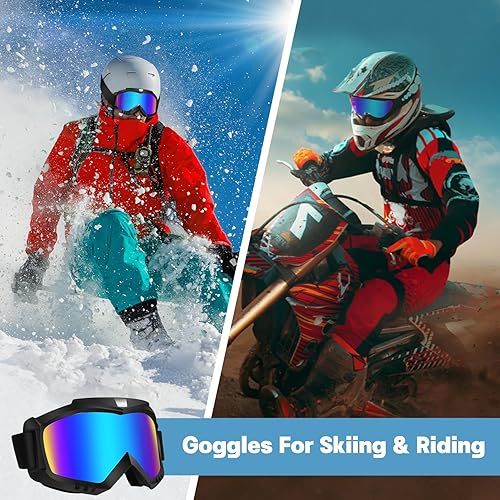 Miniatura 6 de Gafas de moto de cross, 2 unidades, gafas de ATV, gafas de esquí, resistentes al viento, gafas de carreras