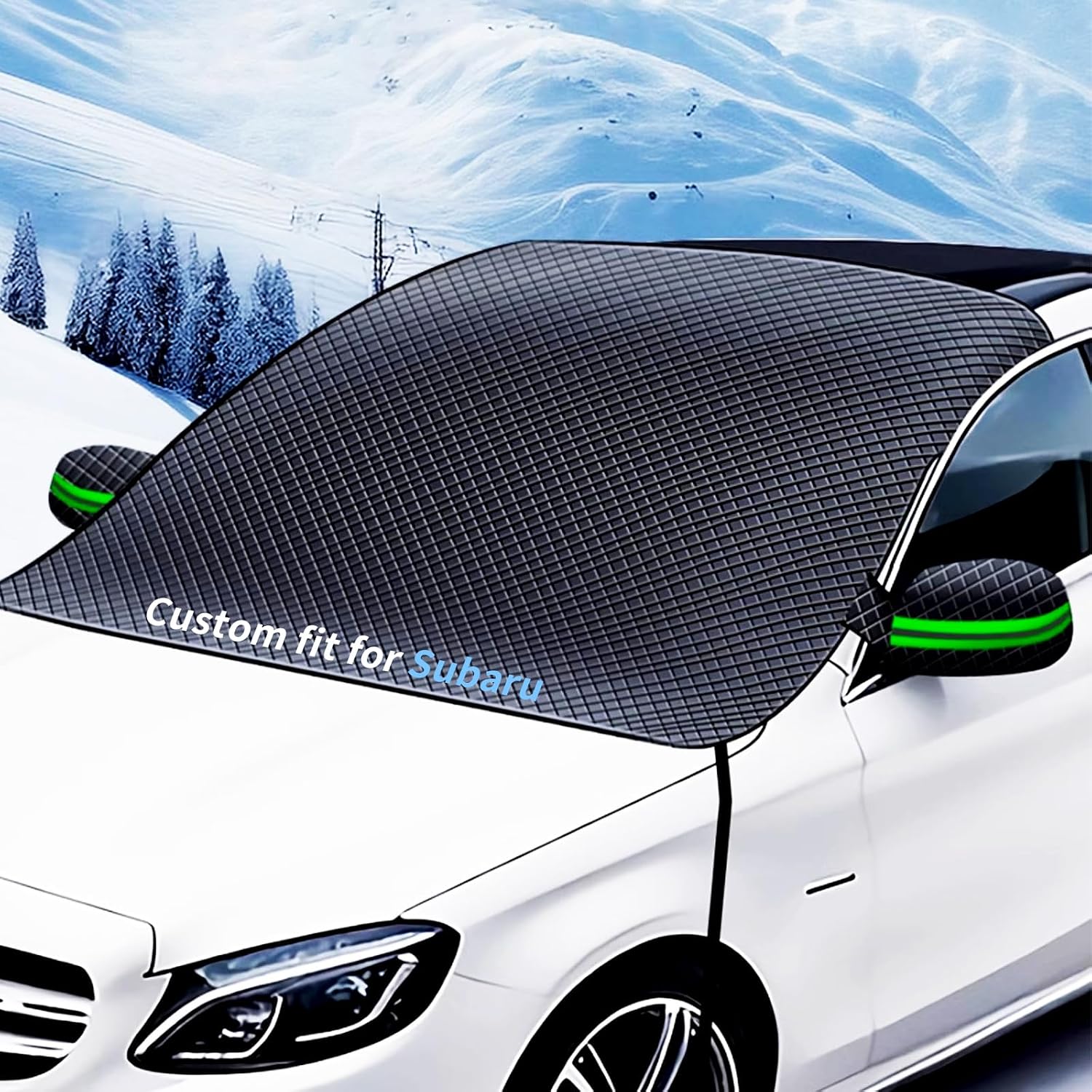 Custom fit for Subaru Windshield Snow Covers, 8 Layers WAaterproof Windproof Protection, Sun, Frost Defense, Ice, Snow, Sun, Designed for Subaru Accessories (for Subar-u Outback)