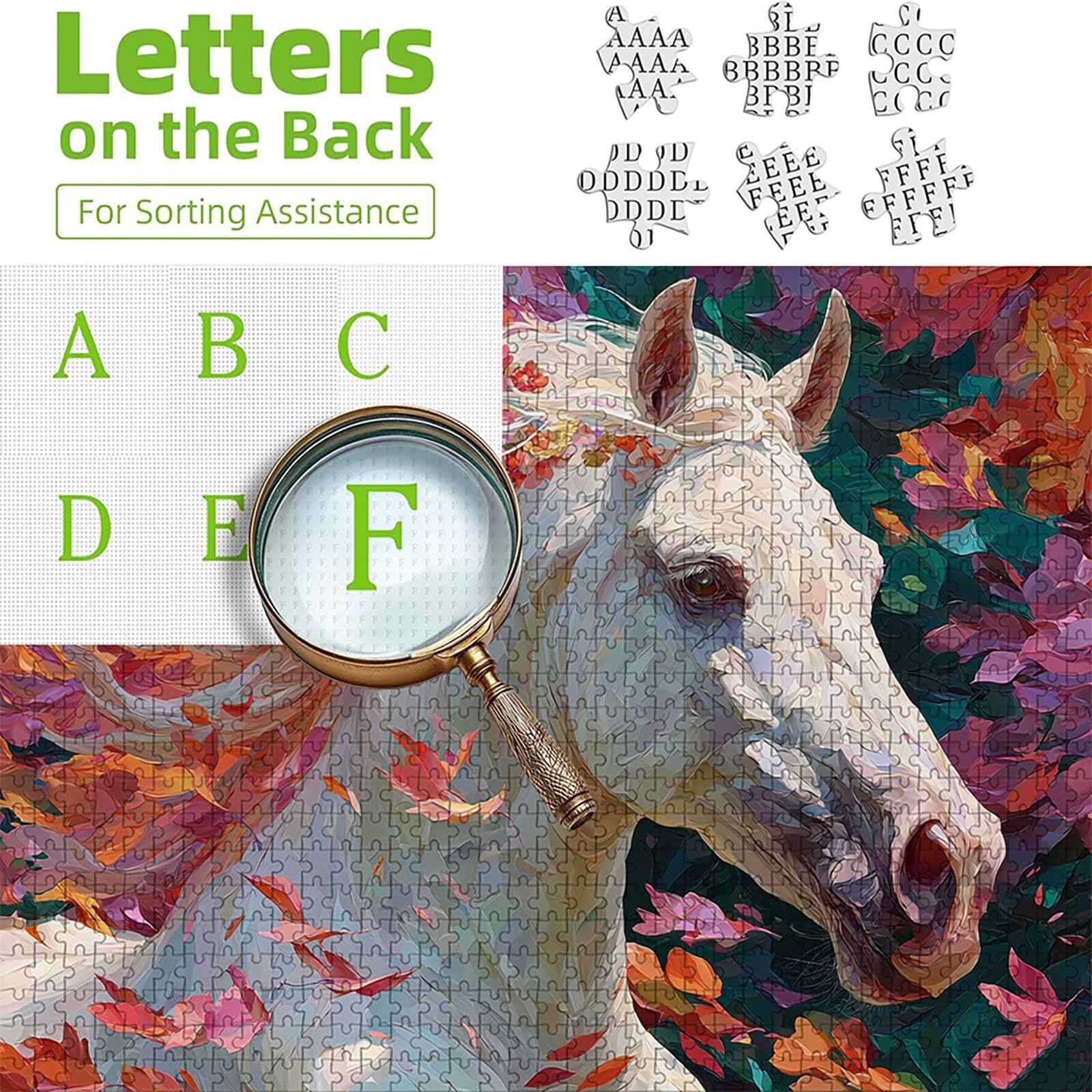 Cheval Puzzle Bois, Rose Puzzle 2000 pièces Adultes avec Boîte 99x70cm, Activités de Loisirs en Famille, Jeux de Puzzle de Haute Qualité, Convient à la Plupart des Gens, Cadeaux d'été, 8-8762