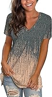 Vista 6 de Sipaya - Camiseta de mujer con cuello en V, básica, de ajuste suelto, manga corta, estilo casual