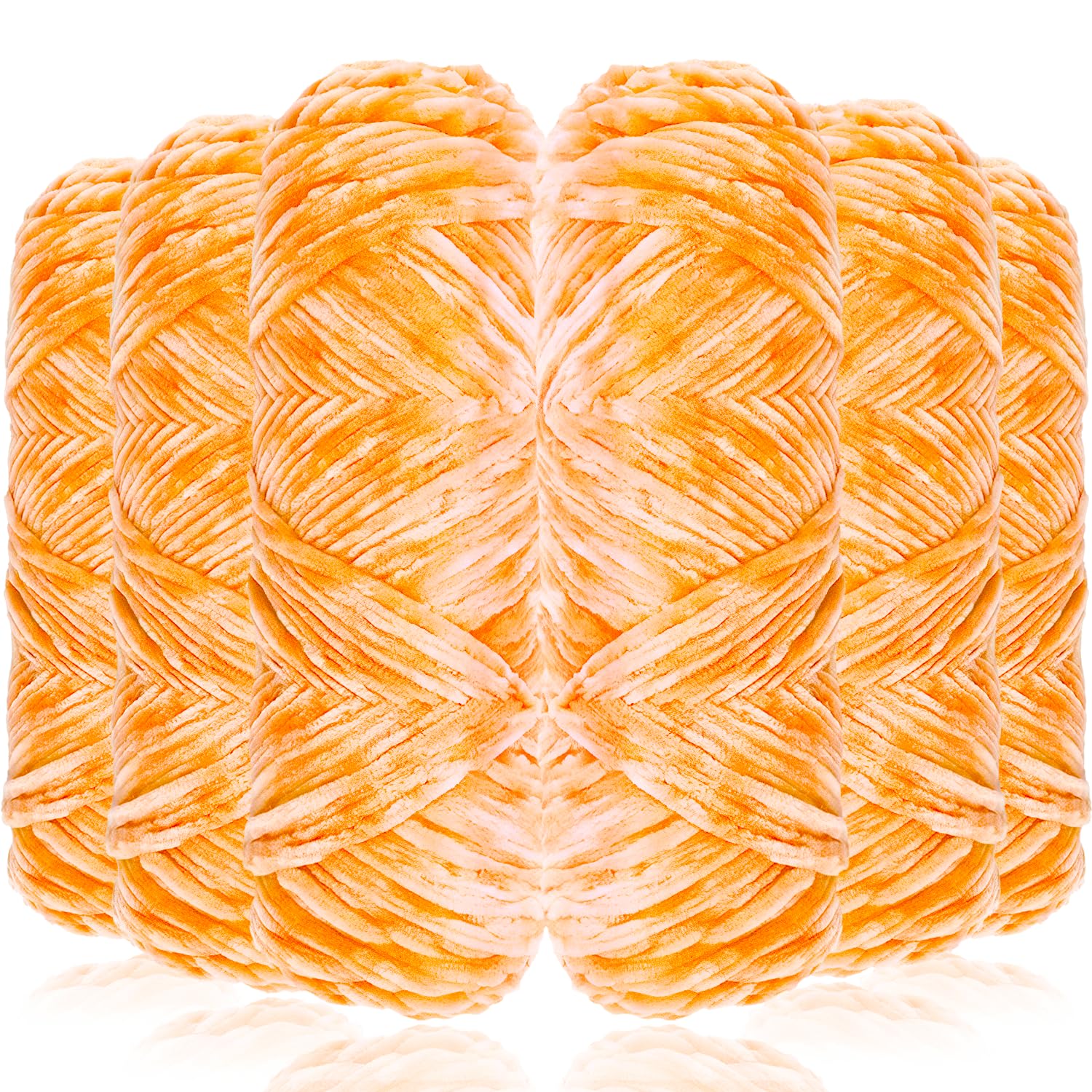 Exquilnova 6 Pack Chunky Yarn for Hand Knitting,Multiple Colors Chenille Yarn for Knitting & Crochet,Soft Chunky Wool for Blankets,Cushion,Scarves,Pet Beds,Bags,Hats,Sweaters(Sweet Orange) — image 1