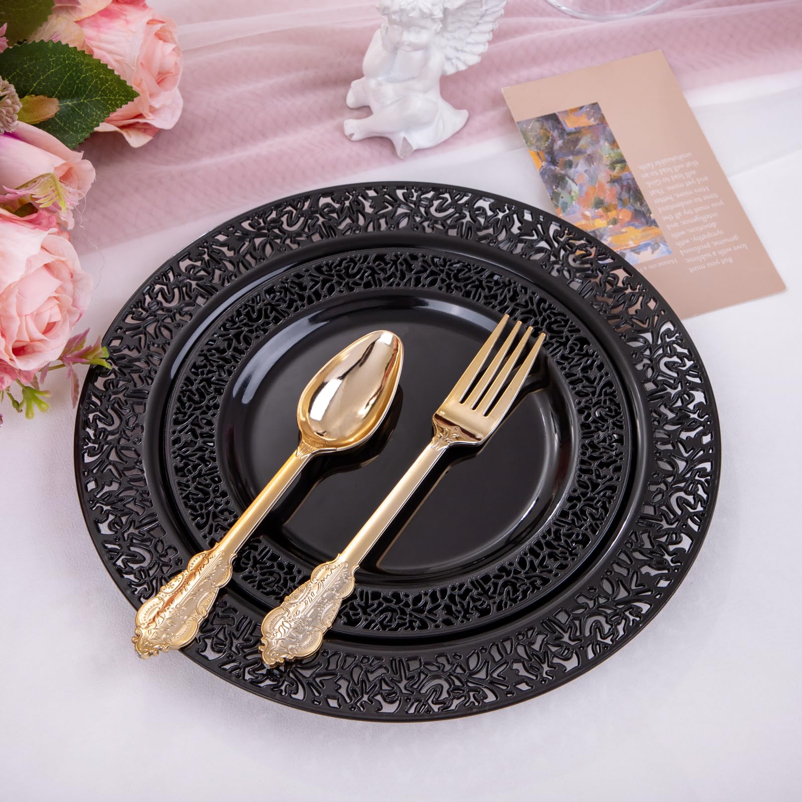 Black & Gold Disposable Plates - Party Supplies -5
