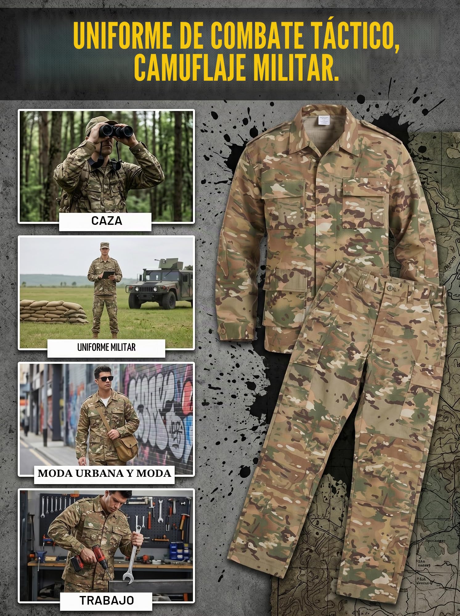 YUSHOW Malla Militar Hombre Traje Airsoft Chaqueta Táctica Manga Larga Pantalones Militar Camuflaje Paintball Uniform Caza Escalada BDU
