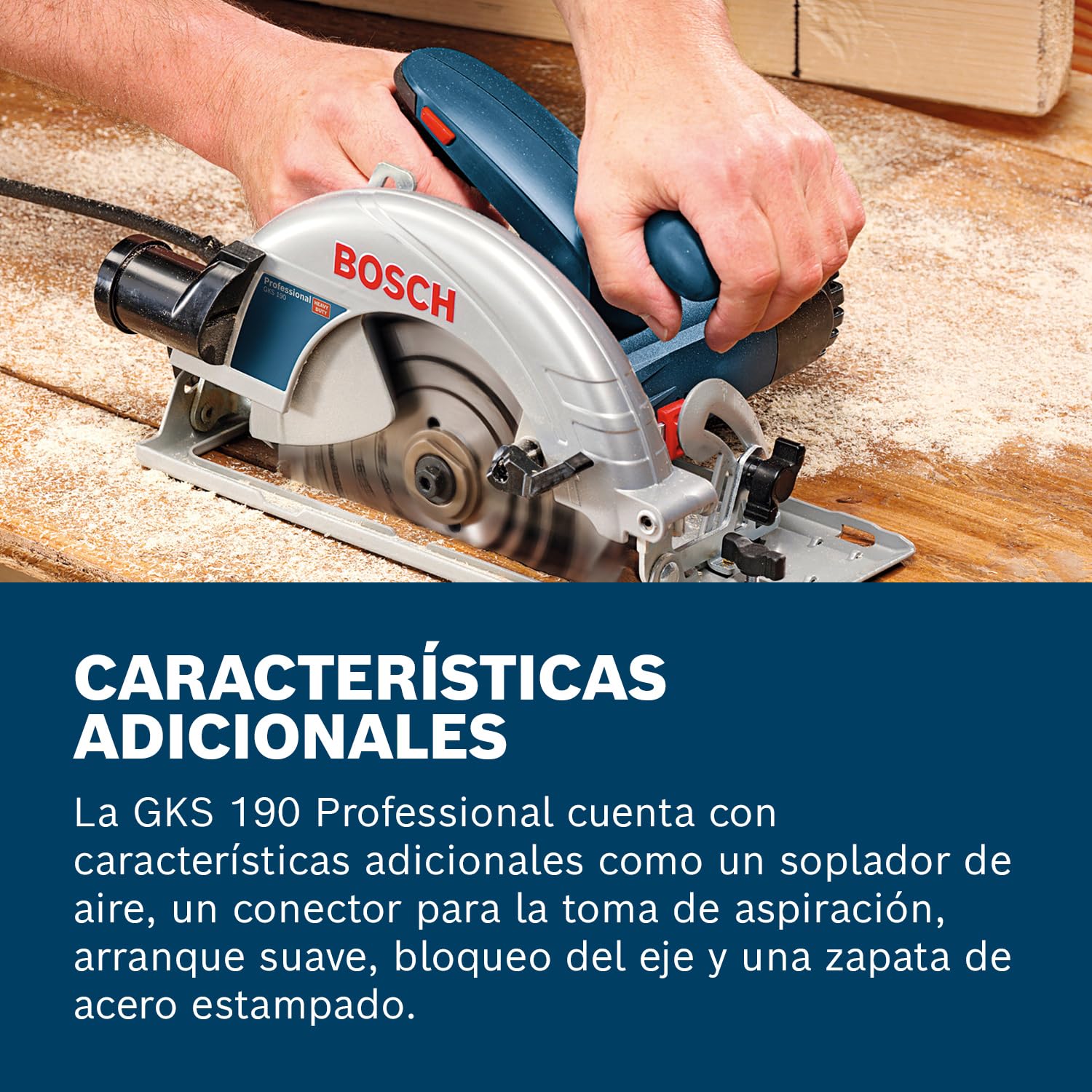 Bosch Professional GKS 190 - Sierra circular (1400 W, Ø disco 190 mm, en caja)