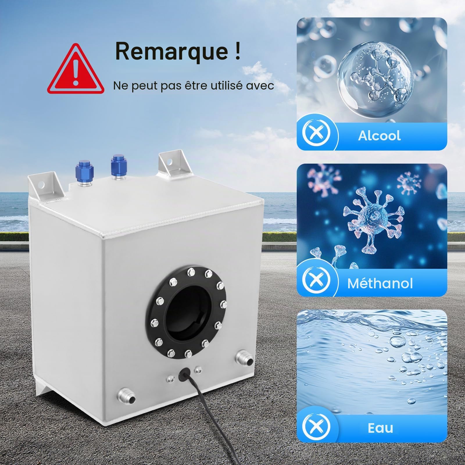 Réservoir de carburant universel en aluminium 20 l avec capteur de niveau d'huile 0-90 Ohms pour voiture de course SUV